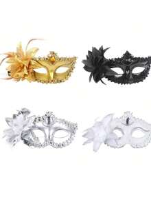 1pc Lace Masquerade Mask, Party Costume Mask, Wedding Carnival Mask, Personalized Face Mask, Stage Decorations, Sexy Half Face Lace Mask For Women, Feather Mask (Mask Style/Color Random, DIY Adhesive, May Have Slight Traces, Offset Printing) - Multicolor - View 10