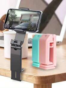 2pcs Foldable Adjustable Rotation Airplane Telephone Holder, Portable Travel Bracket, Self-Timer Train Seat Stand - Black - View 6