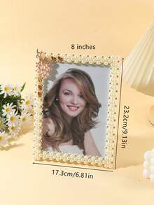 1/2pcs Elegant Faux Pearl Photo Frame, 3"/6"/7"/8"/10" Size, Made Of Gorgeous ABS Plastic Material, Suitable For Room, Bedroom, Office Picture Display Shelf, Home Decor (Random Inner Paper) - Pearl Color - View 15