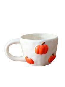 1pc 400ml Ceramic Cup With Fruit Pattern, Espresso Cup, Creative Ceramic Gift, Water Cup, Holiday Coffee Cup/Tea Cup, High-Quality Office/Home Breakfast Cup, Couple Gift Cup Back To School