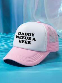 1 件男女通用字母 DADDY NEEDS A BEER 比赛日棒球帽，可调节户外遮阳帽，春秋季节，旅行，海滩度假，运动，Y2k 风格，爸爸帽，网眼透气卡车司机帽，最佳万圣节，圣诞节节日礼物 - 彩色 - 查看 2