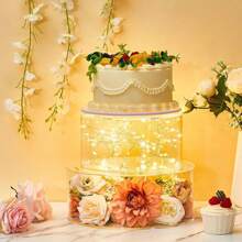 1pc Acrylic Square Cake Stand, Multi-Tier Transparent Cake Display Riser, Stackable Tiered Cake Separator Suitable For Wedding, Birthday Party, Kitchen, Dining Table, Dessert Box