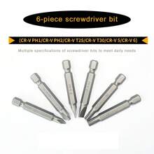 6 Chrome Vanadium Steel Screwdriver Heads, Sandblasted To Prevent Rusting; Paired With A Magnetizer, It Can Increase The Magnetic Force Of The Batch Head And Eliminate It. The Product Needs To Be Used With A Screwdriver Handle With A 1/4-Inch Hexagonal Socket