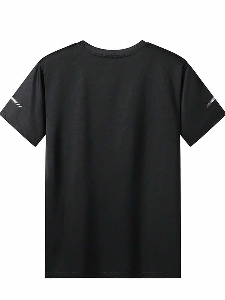 Summer Workout Men's Quick Dry Breathable Moisture Wicking Casual Outdoor Short Sleeve T-Shirt - Grey - View 3