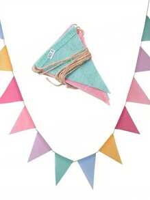 Set di 12/15 bandiere di tessuto multicolore, bandiere appese multifunzionali per decorare casa ed eventi, perfette per matrimoni, compleanni, Pasqua, Natale, Ognissanti, Ringraziamento, Capodanno, giardino, ritorno a scuola, laurea. Decorazioni pasquali, colori misti con corda di iuta, decorazioni a bandiera in fasce pastello