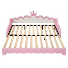Twin Extending Daybed With LED Lights, Modern Upholstered Princess Daybed With Crown Headboard,Pink-1287 - Multicolor - View 9