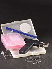 106pcs Reusable Ear Piercing Kit: Complete Ear & Nose Piercing Set - Professional DIY Jewelry Making Set, Including 98 Hypoallergenic Silver Plated Earrings, 1 Piercing Gun And 6 Rhinestone Nose Studs, Designed For Home, Ideal For Students And Personal Ear Piercing, High-Quality Beauty Tools And Accessories - Multicolor B - View 13