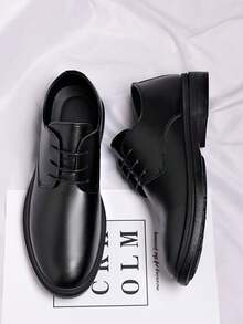 男士系带正式商务休闲婚鞋，全新设计 - 黑色 - 查看 7