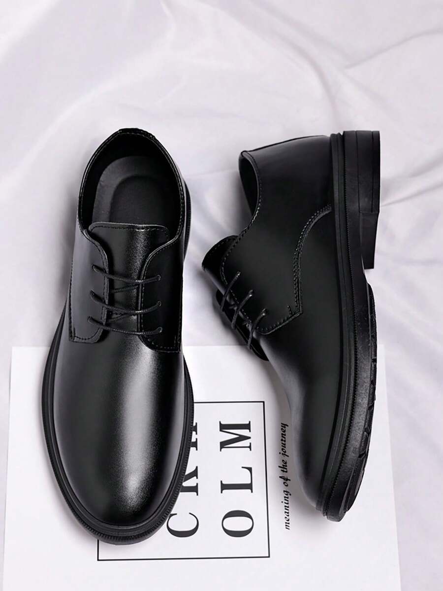 Men's New Lace-Up PU Leather Dress Shoes, Business Casual Wedding Shoes