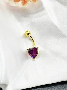 2025 Latest Copper Alloy 24K Gold Plated Realistic Heart Shape Belly Button Ring, Multi-Color Options, Will Not Fade, Suitable For Red Customer, Women's Daily Wear, Party, Wedding, Mother's Day, Can Be Used As Gift