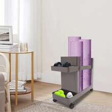 Rainaut Multifunctional Storage Rack, Storage Rack Home Gym Equipment, Workout Equipment Storage Cart - Grey - View 1