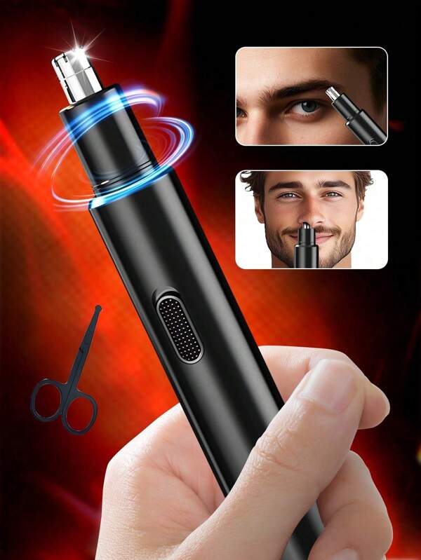 Recortador de vello nasal impermeable unisex - Con cuchillas de doble filo, bajo nivel de ruido, recortador de vello nasal eléctrico, recortador de cejas, recortador de vello nasal para hombres, elimina fácilmente el vello de las orejas, la nariz, las cejas y el rostro, herramienta de eliminación de vello nasal, tijeras para el vello nasal