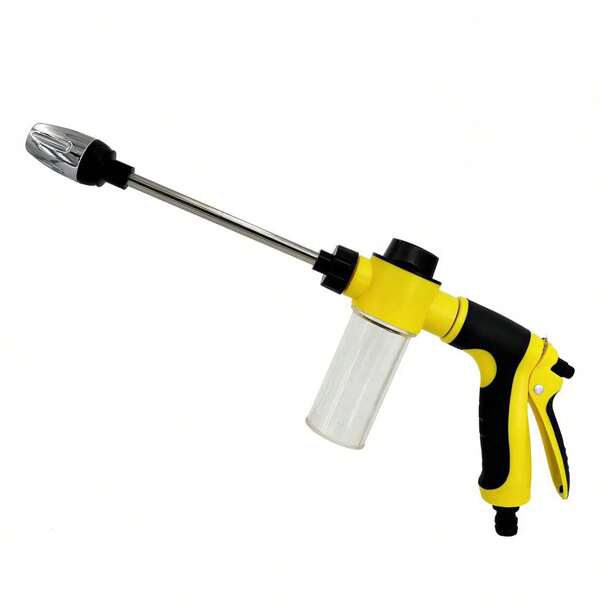1pc High Pressure Washer Spray Gun, Adjustable Metal Nozzle, Plastic Car Snow Foam Cleaner Gun, Garden Cleaner Soap Bottle Spray Head, High Pressure Car Wash Foam Tank Spray Head For Car Washing, Yard Watering, Lawn Care Watering
