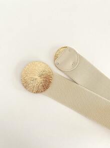 1 Stück einfarbiger, lässiger PU (Polyurethan) Gürtel mit elastischem Bund für Frauen, geeignet für Frühling, Sommer, Herbst, im europäischen und amerikanischen Stil, passend zu Mänteln und Kleidern für formelle oder tägliche Anlässe