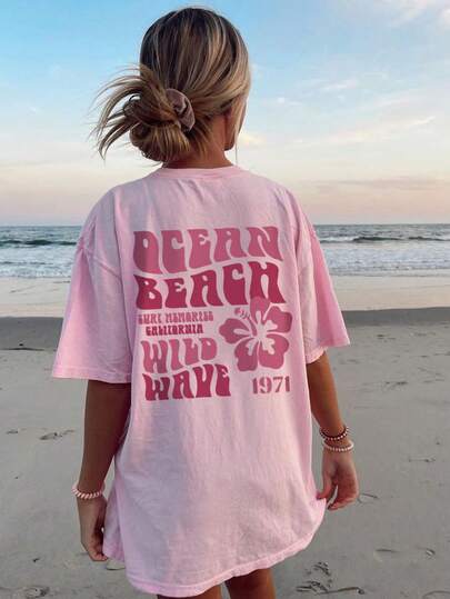 少女休闲印花圆领短袖T恤，适合儿童和学生夏季穿着 - 精美花朵图案，独特T恤，彰显个性！图案T恤夏季上衣