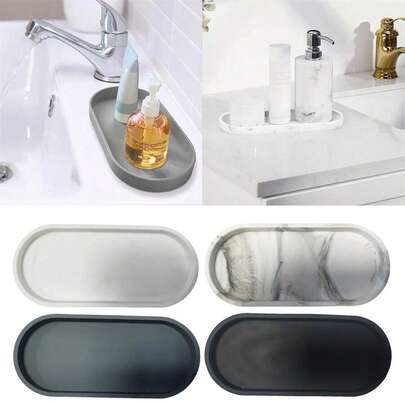 Silicone Storage Tray, Oval Vanity Organizer Box For Cosmetics, Perfume, Sponges And Soap Dispensers. Fashionable Beauty Storage Box And Home Organization Solution. Suitable For Bathroom And Kitchen Use, Durable And Easy To Clean, Perfect For Organizing Cosmetics, Perfume, Sponges And Other Daily Necessities. Stylish And Practical, Keeping Your Home Tidy And Organized.