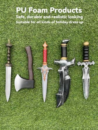 1pc 13.8 Inch PU Foam Mini , Fake Wooden Knife, Multiple Choices, Exquisite Unique Design, Realistic Appearance, Creative Educational Gift, Costume Accessory, Halloween Party Prop, Cosplay