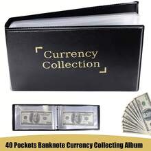 Ein Währungssammelalbum mit 40 Fächern, ein Bargeldeinzahlungsbuch, ein Einzahlungsordner, ein Kassenbuch, ein Notizblock und ein Sparbuch, entworfen für Sammler zur Verwaltung von Bargeld und Banknoten, Sparplan, 14-tägiger Sparplan, 10.000 Euro Sparplan, Sparprogramm - Schwarz - Übersicht 6