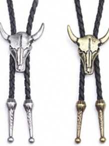 1 Pieza de Corbata de bolo para hombres y mujeres - Corbata tipo rodeo vaquero con cabeza de toro, accesorio de vestir estilo western adecuado para combinar con ropa diaria