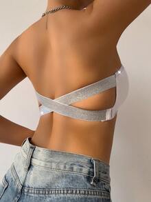 女士无肩带透明无钢圈文胸可调节抹胸式文胸带侧扣