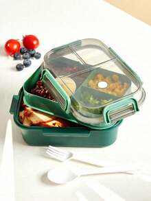 1 件装微波炉双层隔层午餐盒带手柄，男女通用，学生适用，餐具套装，便当盒，微波炉适用，防漏，食品容器（粉色），厨房，圣诞礼物