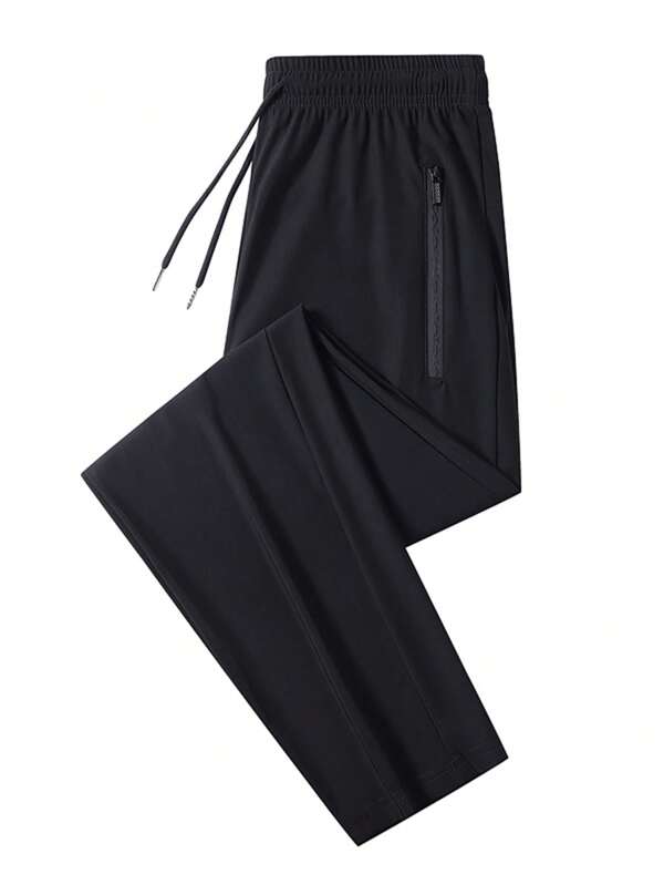 Leichte, atmungsaktive Schnelltrocknende Sporthose für Herren, mit Kordelzug Taille, Taschen und Reißverschluss, geeignet für Gym, Workout, Laufen, Outdoor-Training, Basketball, Fußball, Badminton