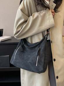 Geantă elegantă din piele Hobo, geantă mare de umăr, poșetă din piele neagră, geantă Messenger și crossbody pentru femei, geantă pentru laptop, geantă italiană Slouchy