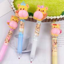 1pc Yellow Butter Bear Stress Toy Squeeze Butt Creative Neutral Pen Cute Press-Type Signing Pen School Supplies, Back To School