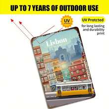 1PC Lisbon City Tin Sign, Vintage Lisbon Architecture And Tram Design, Premium Quality, Perfect For Home Decor And Travel Lovers, 8x12 Inches/ 20x30 Cm - 彩色 - 查看 6