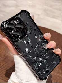 1pc Transparent TPU Anti-Fall Protective Case Compatible With IPhone 17 Air, 17 Pro Max, 11, 15 Pro Max, 14 Pro Max / Galaxy, SAM / Honor / Note 13 Pro / 12C / 13C / S25 Ultra / S24 Ultra / 16 / 16 Pro / 16 Pro Max / 14 / 14 Pro / 14 Pro Max / 15 / 15 Pro / 15 Pro Max / 11 / 12 / 13 / 14 / 15, Redmi Note 14 / A3 / A5 Phones - Black - View 3