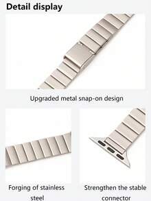 1 件女式竹节不锈钢表带，适用于 Series 10、9、8、7、6、5、4、3、2、1、SE，适合 38 毫米、40 毫米、41 毫米、42 毫米、44 毫米、45 毫米、46 毫米、49 毫米，配有长度调节工具 - 彩色 - 查看 5