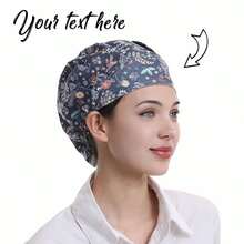 [Personalizado] 1 pieza Gorro de chef personalizado bordado para mujer, con múltiples patrones lindos disponibles para uso doméstico/de higiene - Multicolor - Ver 6