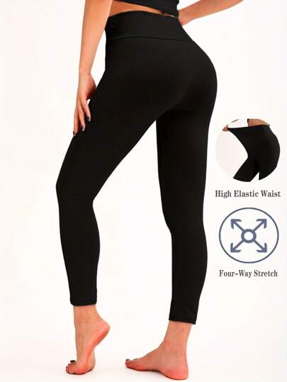 Leggings in tinta unita con vita alta, morbidi ed elastici, adatti per yoga, palestra, uso casual e quotidiano, primavera/estate