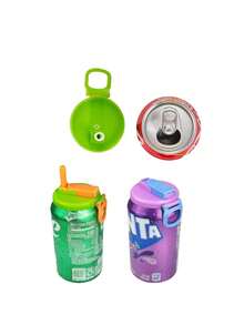 1pc 4-Color Optional Soda Can Lid With Straw, Silicone Straw Preservation Lid, Food Preservation Lid, Reusable, Suitable For Soda Water, Canned Drinks, Fruit Juice, Food Preservation Storage, Parties And Festivals, Gifts. - Multicolor - View 6