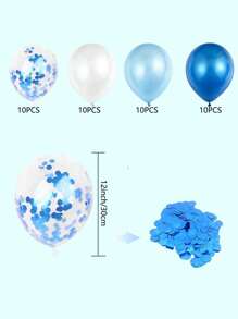 Conjunto de 10/40 globos de látex azul y blanco con confeti para suministros de fiestas temáticas de cumpleaños, decoración de boda bautista, despedida de soltera, Navidad