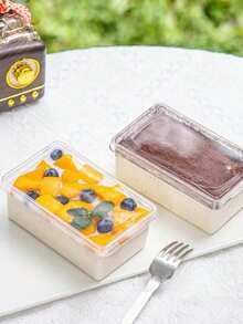 1pc/10pcs Hộp Tiramisu nắp trong suốt, Hộp đựng bánh Mousse nhiều lớp, Hộp đựng đồ tráng miệng dùng một lần bằng nhựa đựng bánh Pudding - Trong sáng - Xem 4