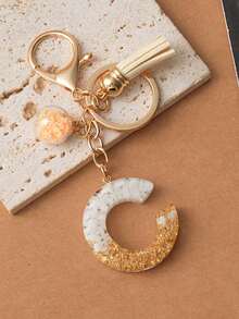 1个可爱白色钥匙扣，圣诞钥匙扣，女士字母流苏钥匙扣，可挂在钥匙、钱包、手提包、背包上，节日圣诞礼物，家居装饰 - 白色 - 查看 25