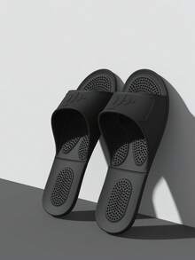 Unisex Spring To Summer Soft Bottom Comfortable Indoor Slippers, Suitable For Bedroom, Living Room, Wooden Floor, Home, Bathroom, Foldable Travel Lightweight Quick-Drying Slippers - Black - View 5