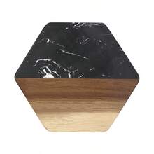 大理石隔热杯垫，玫瑰木拼装，圆形、方形、六角形，欧式奢华咖啡杯垫，适用于咖啡杯、茶杯、各种杯子，适合居家、咖啡厅、餐厅 - 彩色 - 查看 17