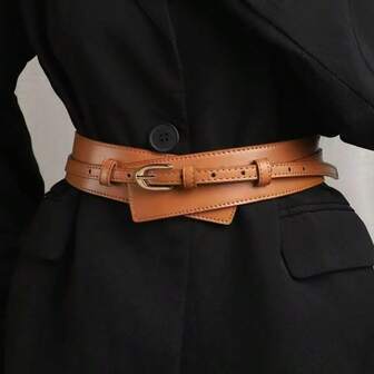 1pc Simple Metal Buckle Belt, Suitable For Jackets And Dresses Summer, School Fall, Autumn, Halloween