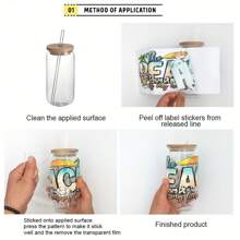 4 Stücke/Set Rosa Schleifen-Schleifendesign UV DTF - Wasserfest & Kratzfest für 16oz Gläser und Flaschen, 3D Kristall Klar Vinyl Wrap - Perfekt für DIY Basteln & Dekorationen