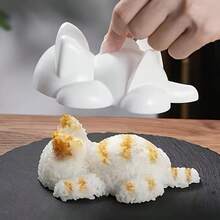 1pc Cute Cat Shaped Sushi & Mashed Potato Mold - Made Of Plastic, Suitable For Kitchen & Dining - White - View 13