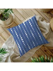 The Latest Best-Selling Blue Geometric Flower Series Pillowcases, 4-Piece Polyester Short Plush Sofa Cushion Set (Without Pillow Core)