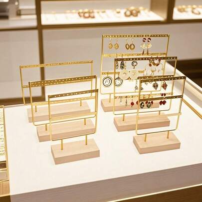 Sieradenstandaard van ijzer en hout voor oorbellen, oorstekers, kettingen, ringen en hangers voor dames. Opbergorganizer voor op reis. Terug naar school. Opbergruimte voor slaapzalen. Herfstdecoratie.