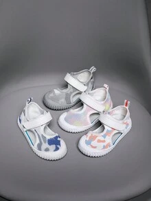 Toddler Girls' Spring/Summer Adjustable Hook&Loop Breathable Mesh Sandals, Soft & Non-Slip TPR Sole, Suitable For Various Occasions, Beach Flip Flops - Multicolor - View 1