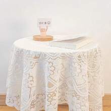 1 PIEZA Mantel de Encaje, Mantel de Boda Estilo Retro 3D Blanco Marfil, Adecuado para Bodas, Cenas, Fiestas de Fin de Semana, Comidas Familiares, Festivales, Acción de Gracias y Navidad