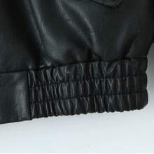 Women's Streetwear Retro Loose Short PU Faux Leather Jacket, Zipper, Pockets, Vintage Moto Biker Outwear, Spring/Autumn