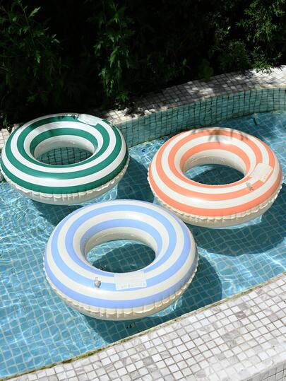 1pc Pool Accessories, Inflatable Pool Float, Striped Print Blue/Green/Orange Adult Summer Swimming Pool & Beach Floating Lounger For Pool Party & Perfect Summer Gift