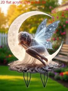 2D Acrylic Fairy Garden Stake Sign, Outdoor Lawn Garden Pot Decoration For Holiday Party, Suitable For All Seasons, A Great Gift For Friends And Festivals
