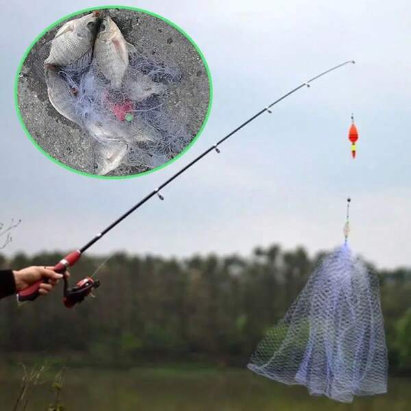 Rede de pesca de vários tamanhos, rede de armadilha, rede que brilha no escuro, equipamento de pesca, projetada para armadilhas para peixes, feita com rede de fundição farpada rasa com mola de cobre, vários tamanhos disponíveis, reutilizável